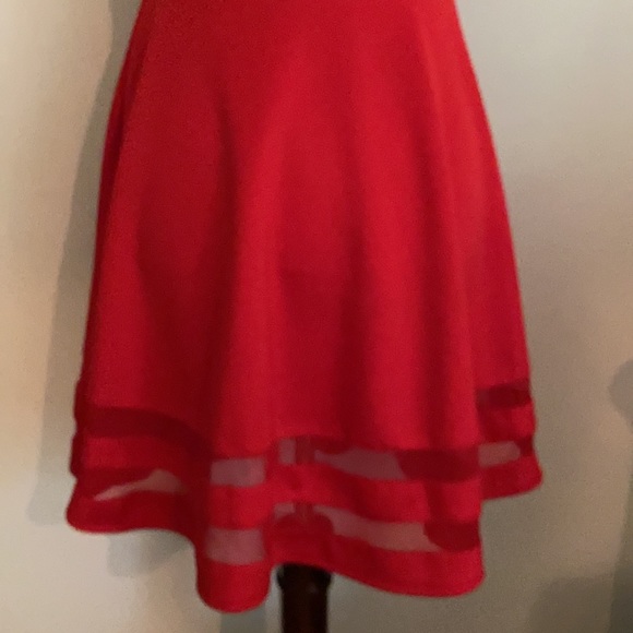 Lulu’s Determination Red Sheer Mesh Skater Dress M - Picture 10 of 16